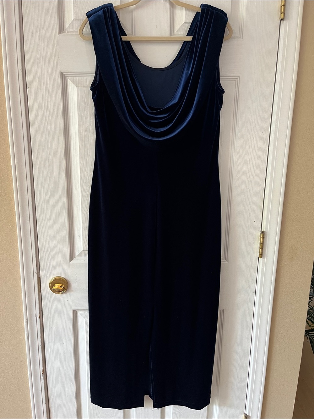 Alex Evenings Navy Velvet Cowl Neck Maxi Dress - Picture 3 of 5